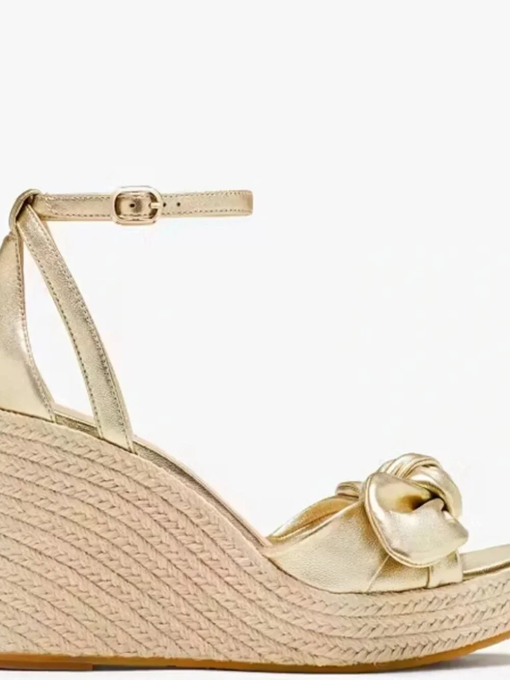 NIB KATE SPADE Tianna Espadrille Wedge Gold Leather Metallic Sandals, Size 11